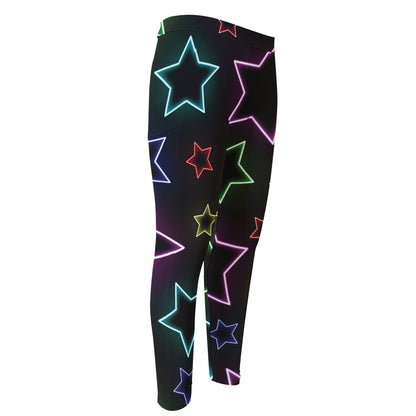 Lights Star Pattern Print Men's Compression Pants