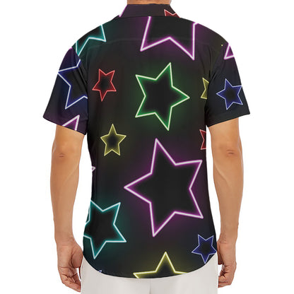 Lights Star Pattern Print Men's Deep V-Neck Shirt