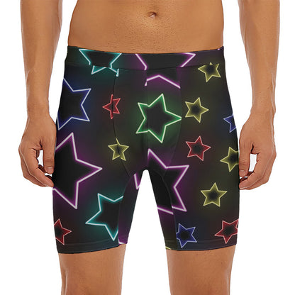 Lights Star Pattern Print Men's Long Boxer Briefs