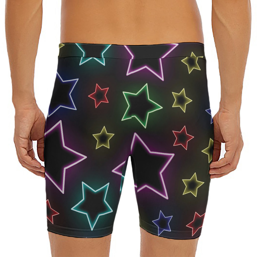Lights Star Pattern Print Men's Long Boxer Briefs