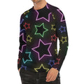 Lights Star Pattern Print Men's Long Sleeve Rash Guard