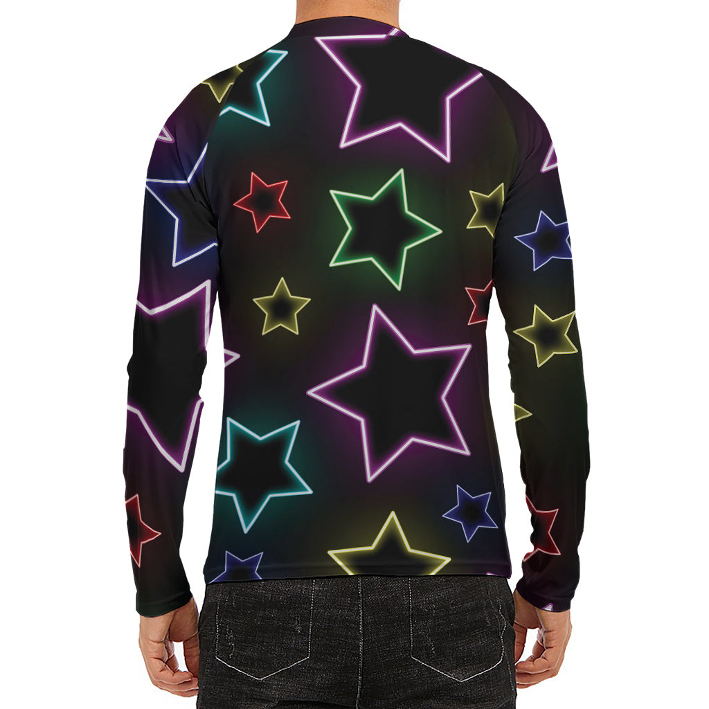 Lights Star Pattern Print Men's Long Sleeve Rash Guard