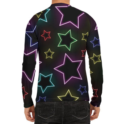 Lights Star Pattern Print Men's Long Sleeve Rash Guard
