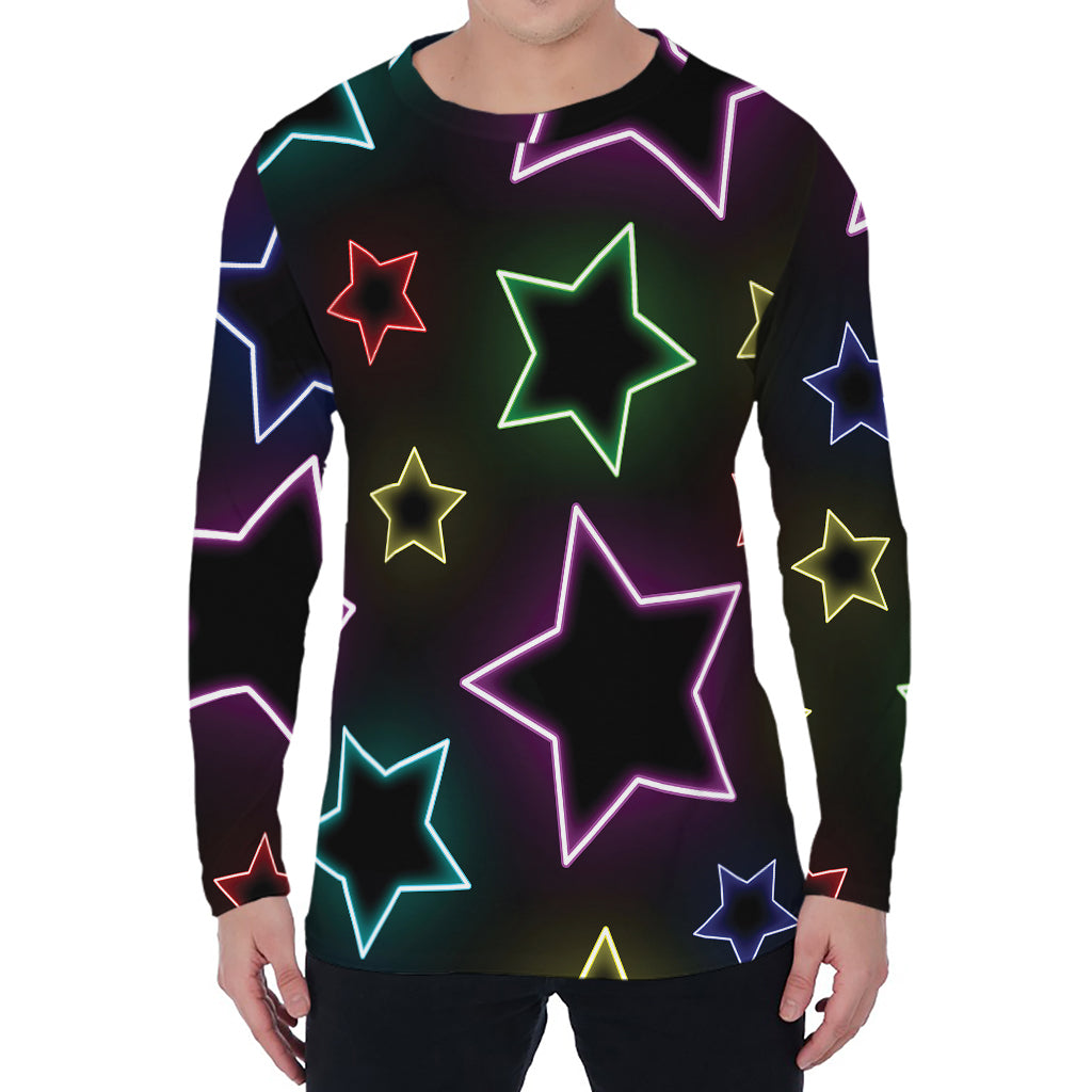 Lights Star Pattern Print Men's Long Sleeve T-Shirt