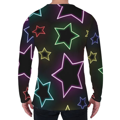 Lights Star Pattern Print Men's Long Sleeve T-Shirt