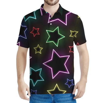 Lights Star Pattern Print Men's Polo Shirt