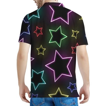 Lights Star Pattern Print Men's Polo Shirt