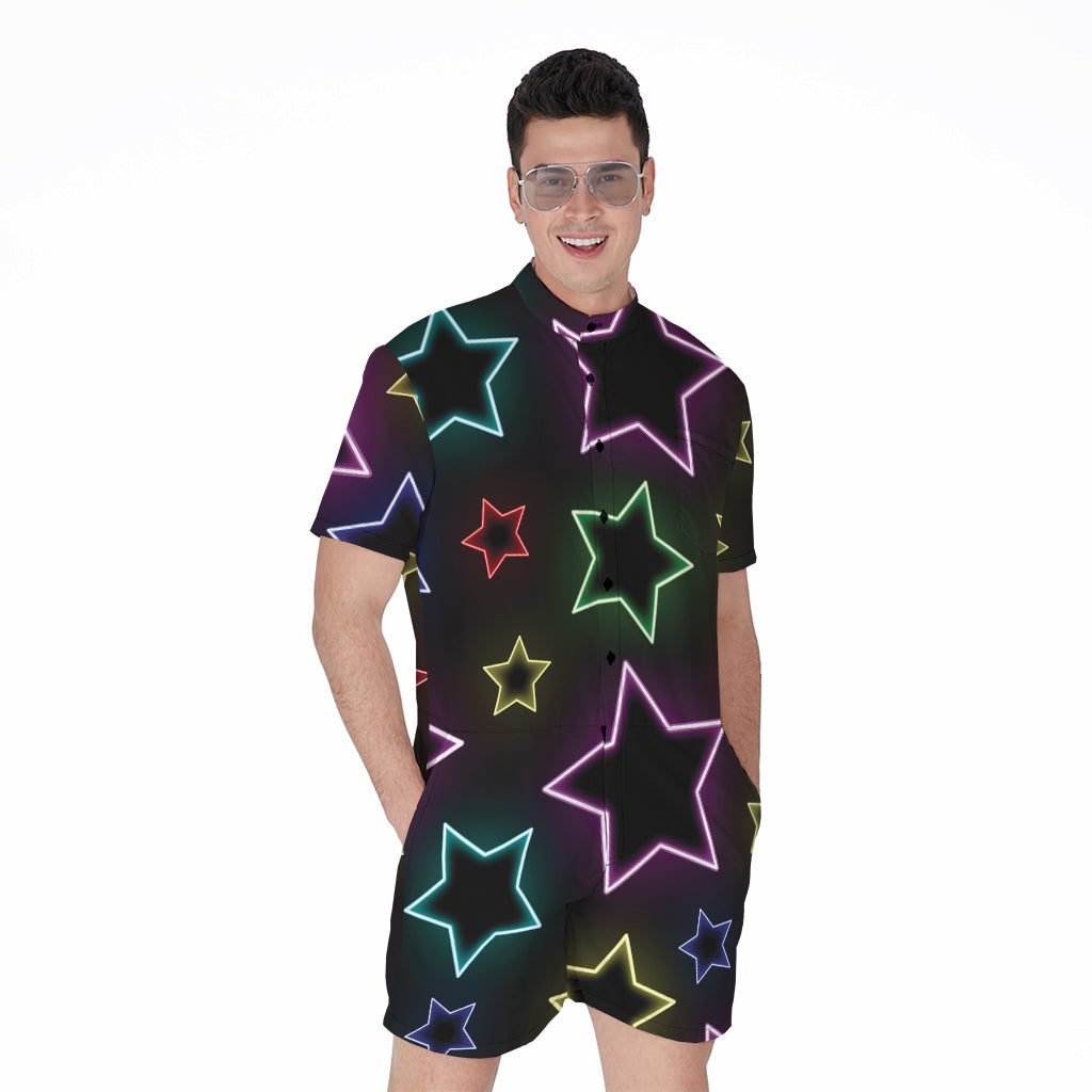 Lights Star Pattern Print Men's Rompers