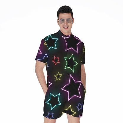 Lights Star Pattern Print Men's Rompers