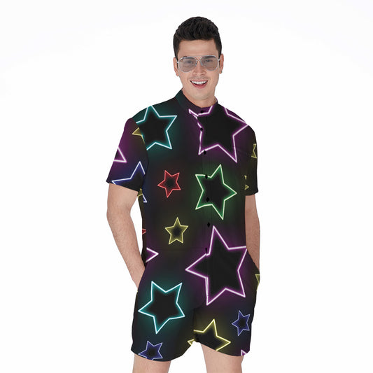 Lights Star Pattern Print Men's Rompers