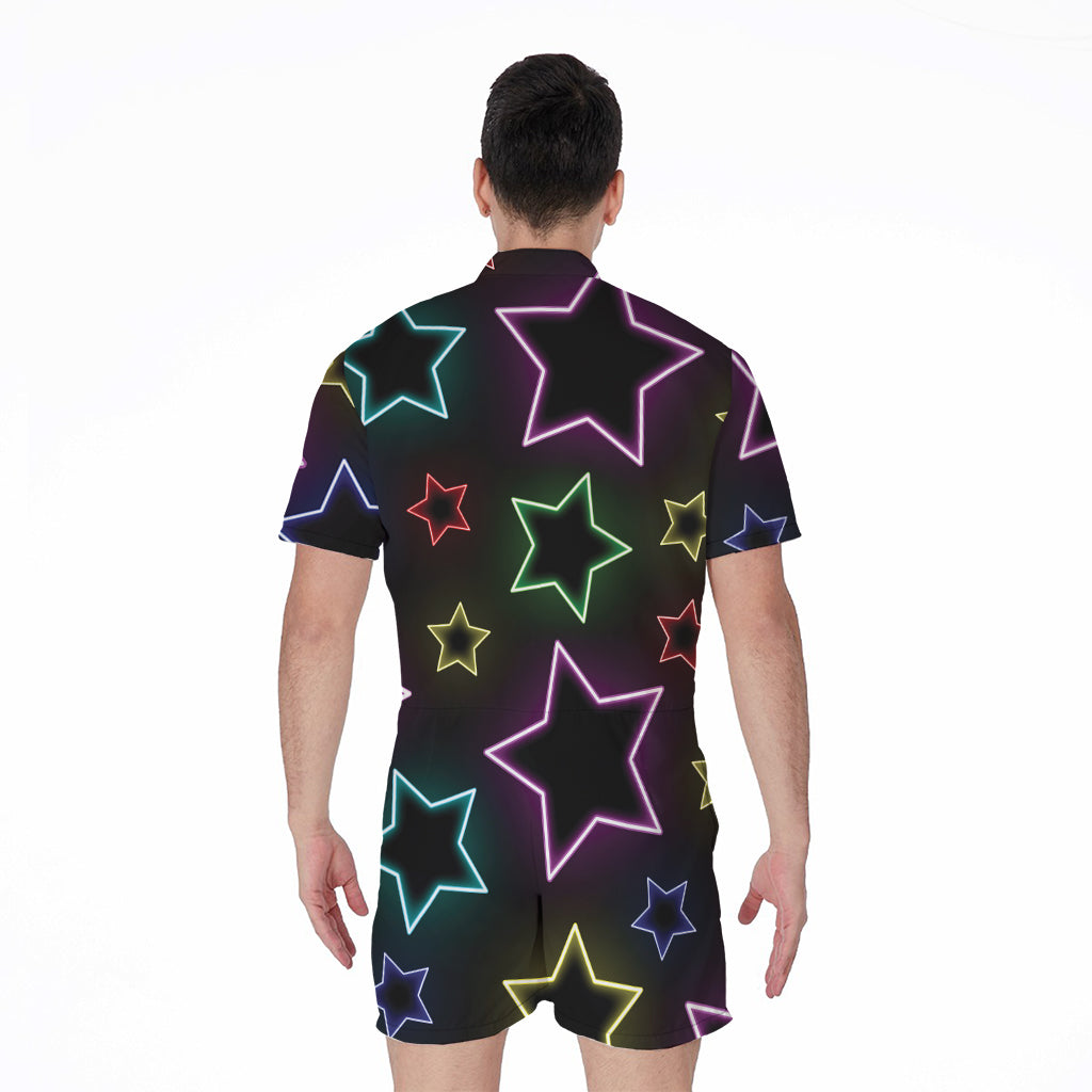 Lights Star Pattern Print Men's Rompers