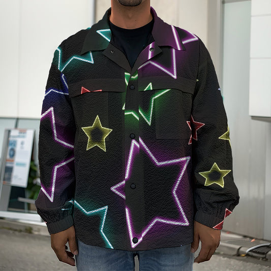 Lights Star Pattern Print Men's Shirt Jacket