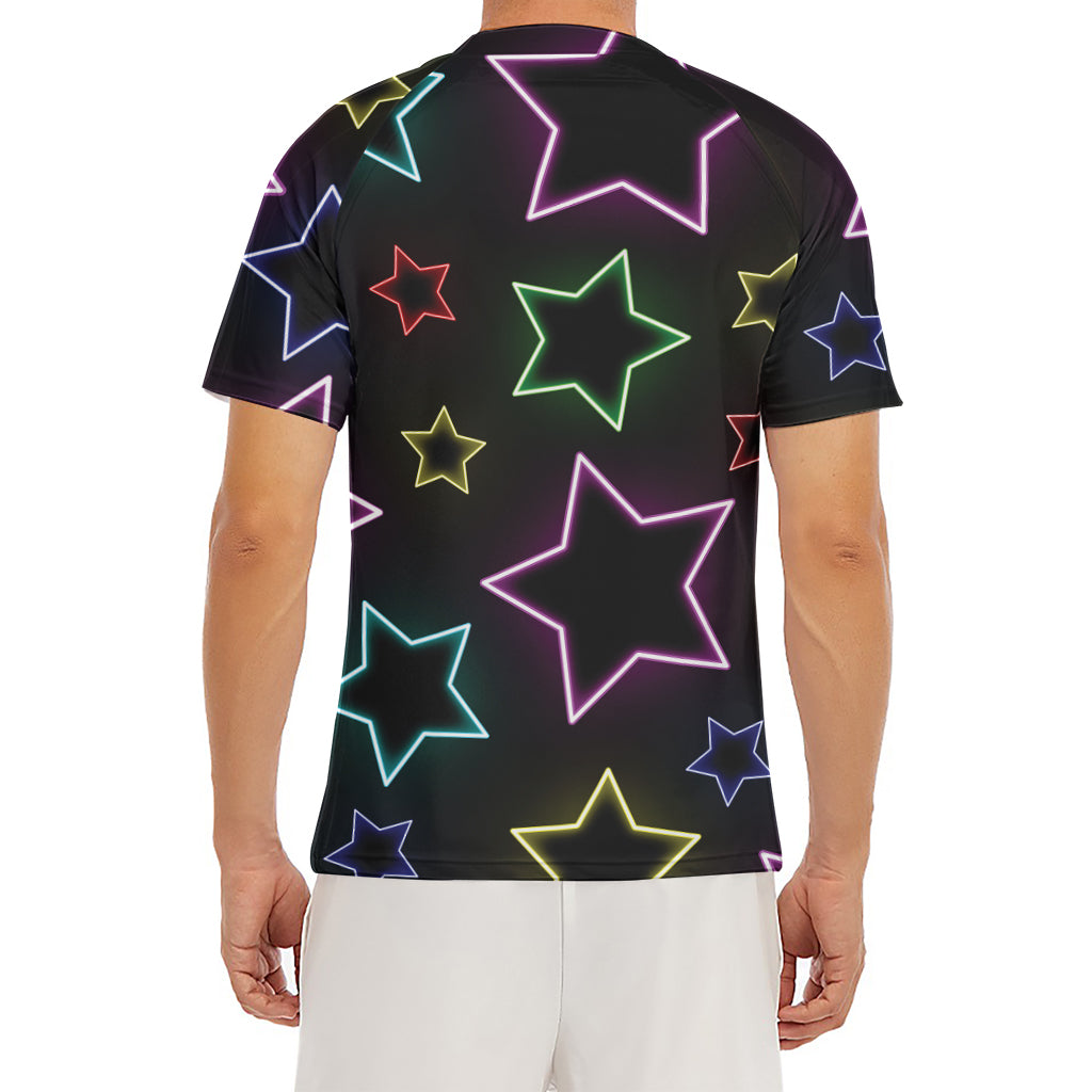 Lights Star Pattern Print Men's Short Sleeve Rash Guard