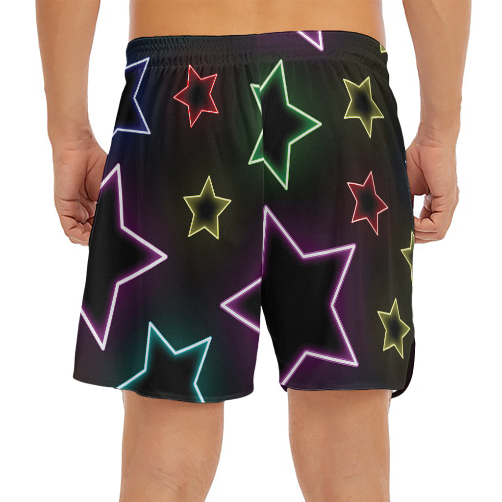 Lights Star Pattern Print Men's Split Running Shorts