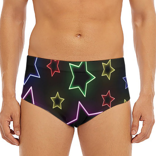 Lights Star Pattern Print Men's Triangle Swim Briefs