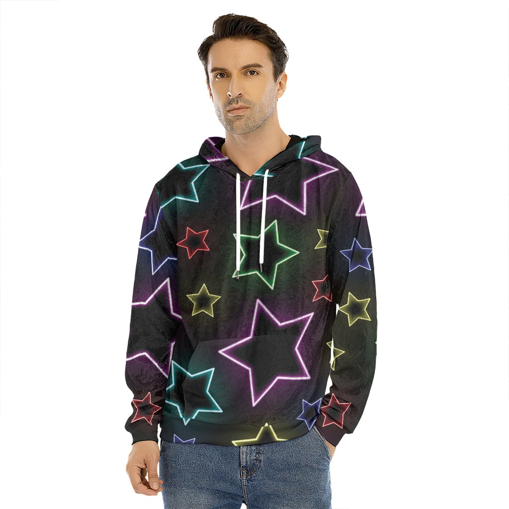 Lights Star Pattern Print Men's Velvet Pullover Hoodie
