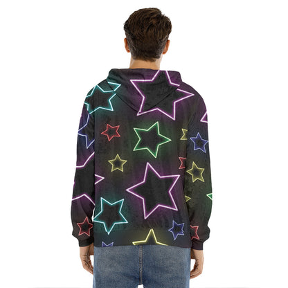 Lights Star Pattern Print Men's Velvet Pullover Hoodie