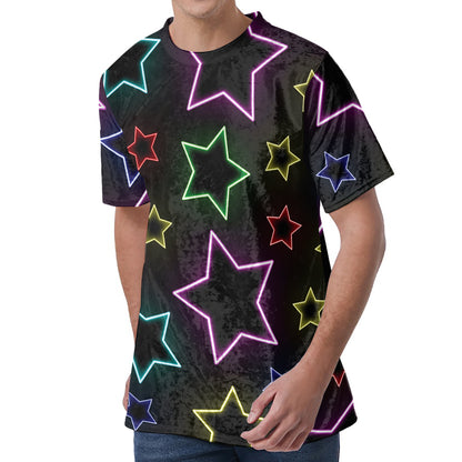 Lights Star Pattern Print Men's Velvet T-Shirt