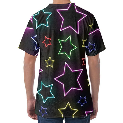 Lights Star Pattern Print Men's Velvet T-Shirt