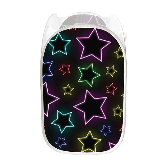 Lights Star Pattern Print Mesh Laundry Hamper