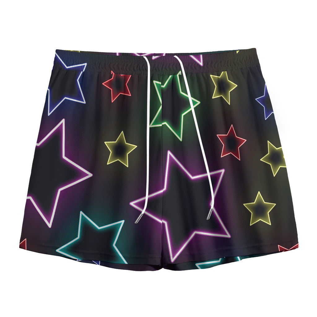 Lights Star Pattern Print Mesh Shorts