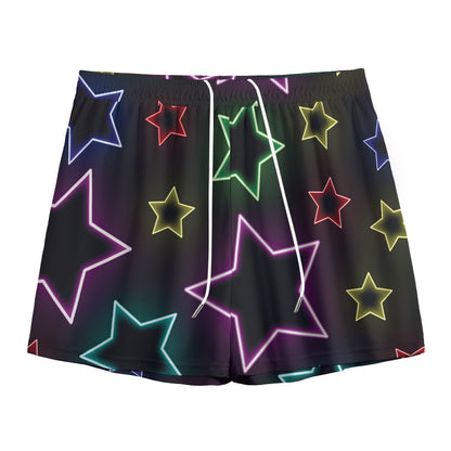Lights Star Pattern Print Mesh Shorts