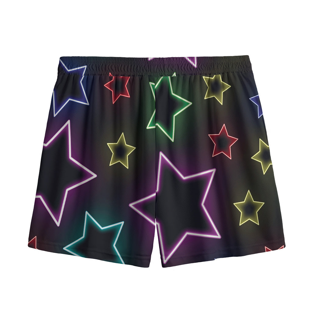 Lights Star Pattern Print Mesh Shorts