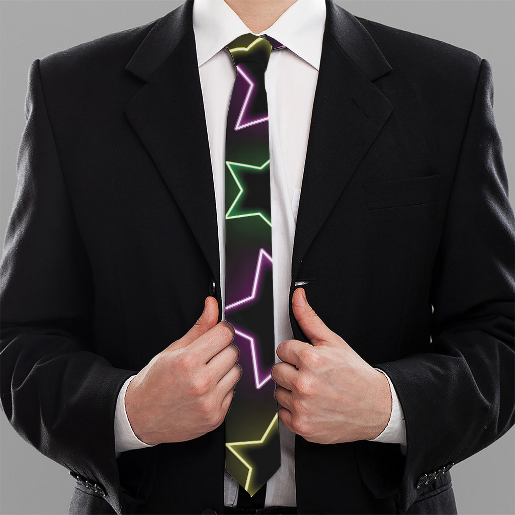 Lights Star Pattern Print Necktie