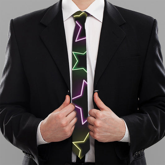 Lights Star Pattern Print Necktie