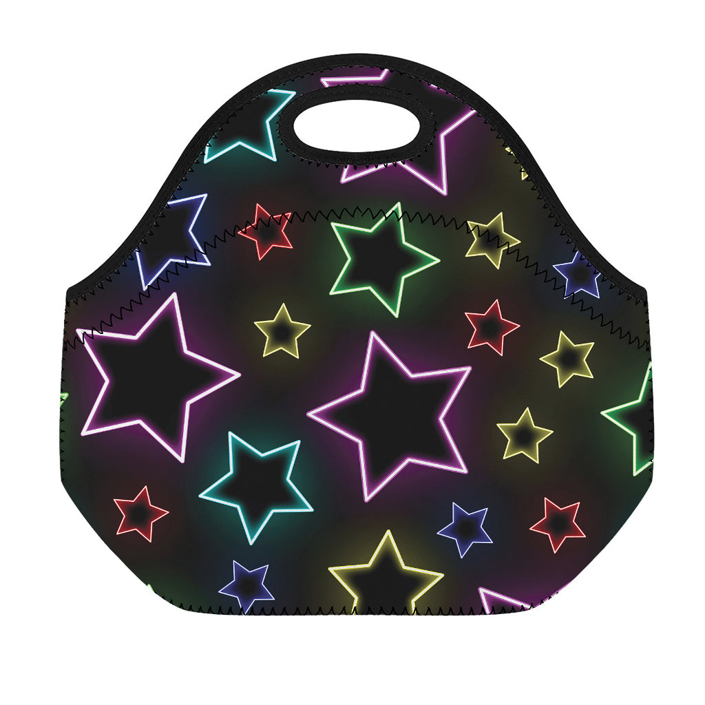 Lights Star Pattern Print Neoprene Lunch Bag