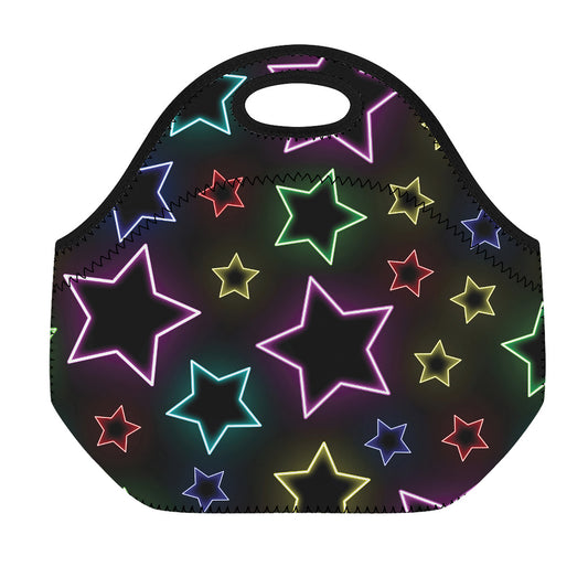 Lights Star Pattern Print Neoprene Lunch Bag