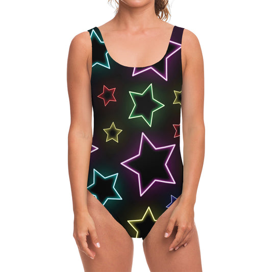 Lights Star Pattern Print One Piece Swimsuit