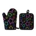Lights Star Pattern Print Oven Mitt And Pot Holder Set