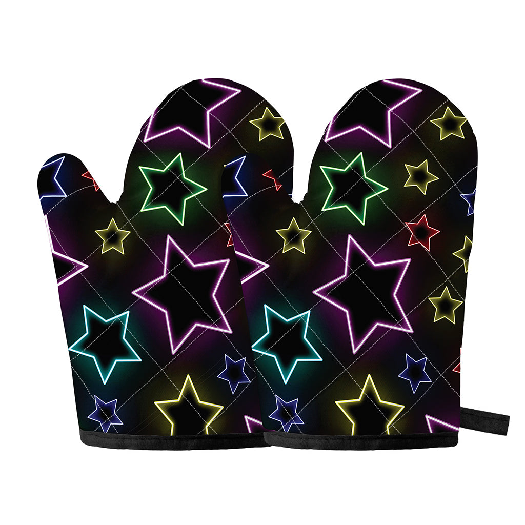 Lights Star Pattern Print Oven Mitts