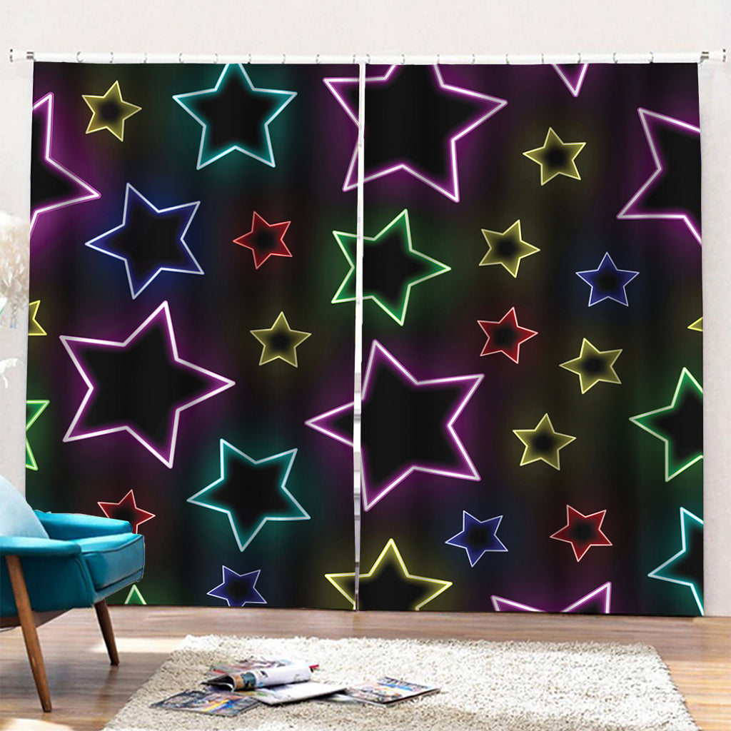 Lights Star Pattern Print Pencil Pleat Curtains