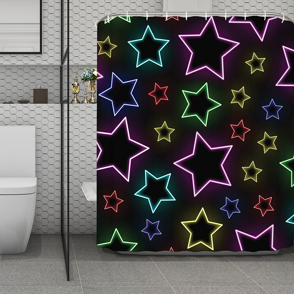 Lights Star Pattern Print Polyester Shower Curtain