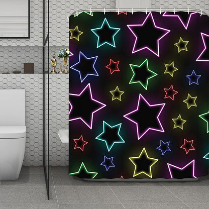 Lights Star Pattern Print Polyester Shower Curtain