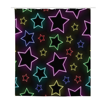 Lights Star Pattern Print Polyester Shower Curtain