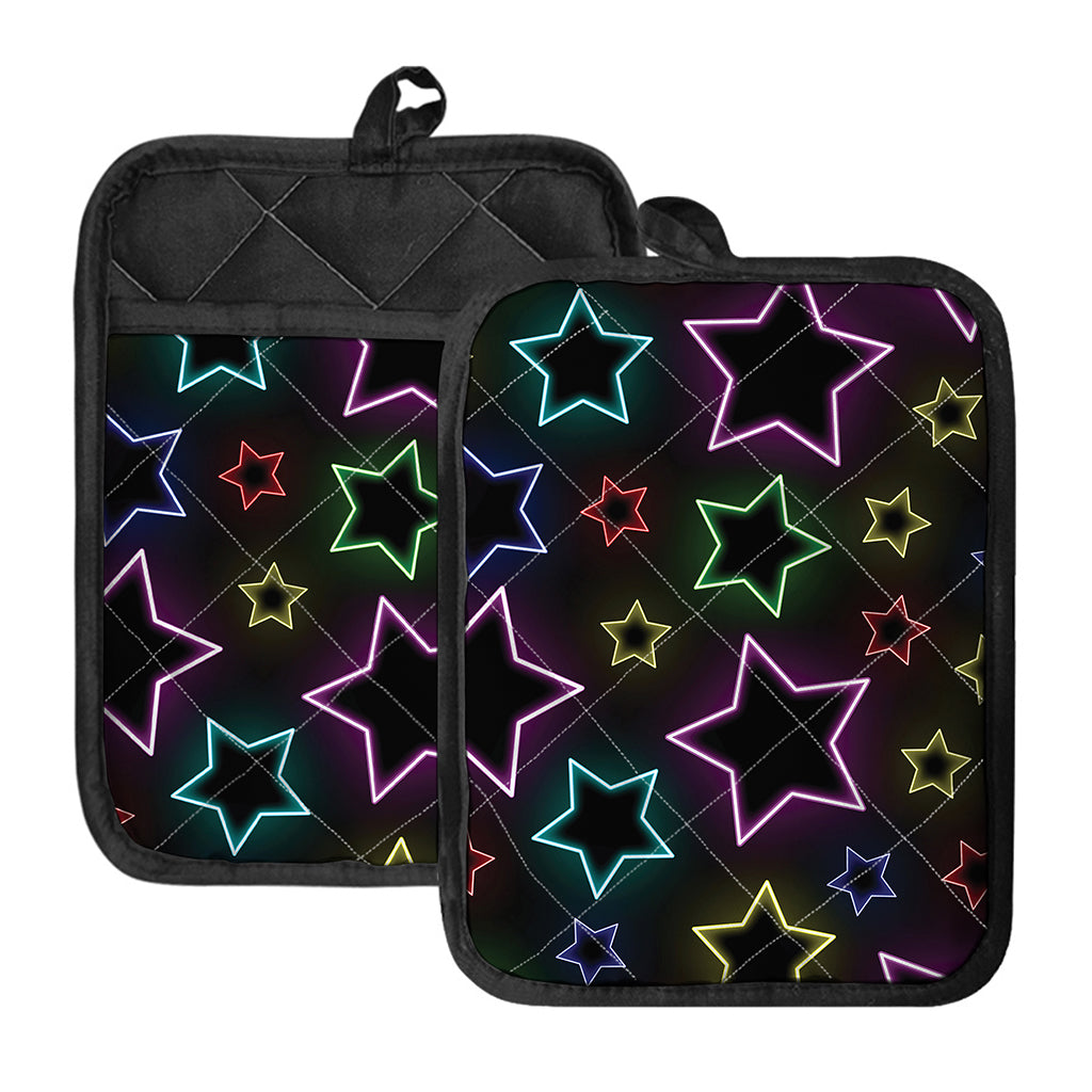 Lights Star Pattern Print Pot Holders With Pocket