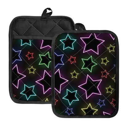 Lights Star Pattern Print Pot Holders With Pocket
