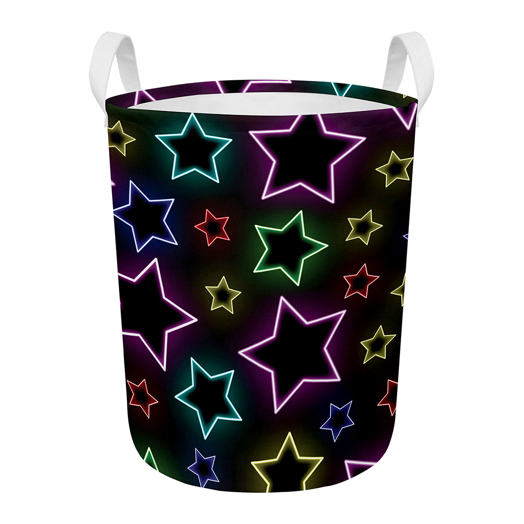 Lights Star Pattern Print Round Laundry Basket