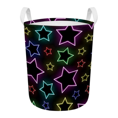 Lights Star Pattern Print Round Laundry Basket
