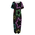 Lights Star Pattern Print Short Sleeve Long Nightdress
