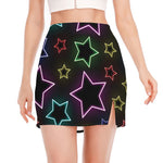 Lights Star Pattern Print Side Slit Mini Skirt