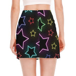 Lights Star Pattern Print Side Slit Mini Skirt