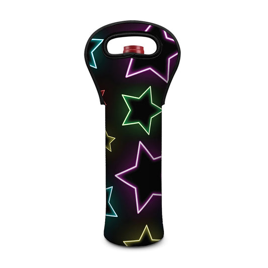 Lights Star Pattern Print Single Neoprene Wine Tote