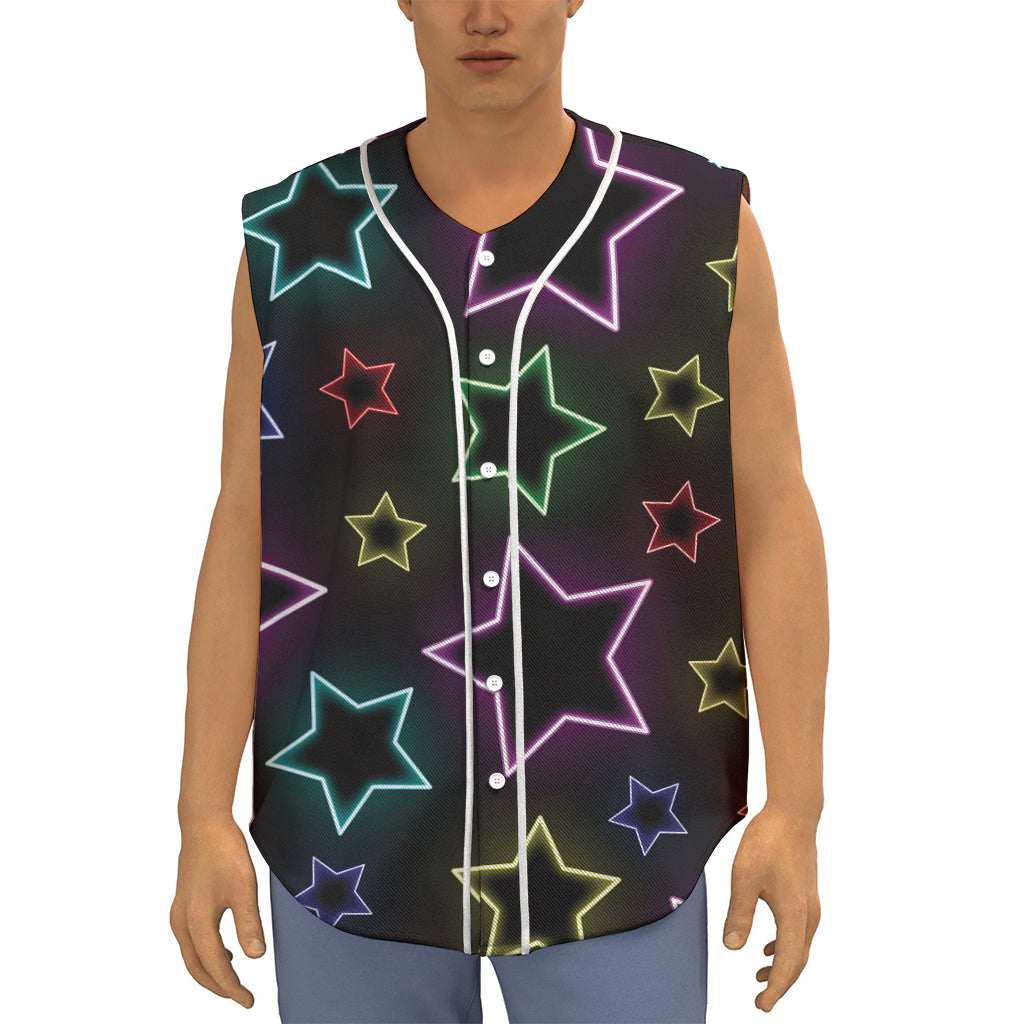 Lights Star Pattern Print Sleeveless Baseball Jersey