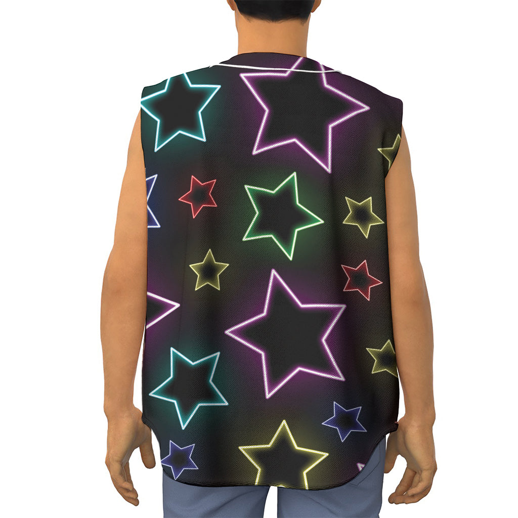 Lights Star Pattern Print Sleeveless Baseball Jersey