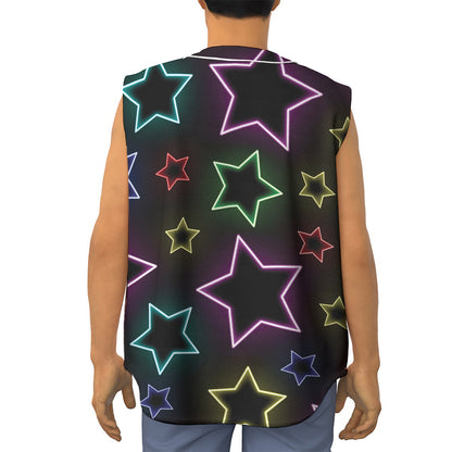 Lights Star Pattern Print Sleeveless Baseball Jersey