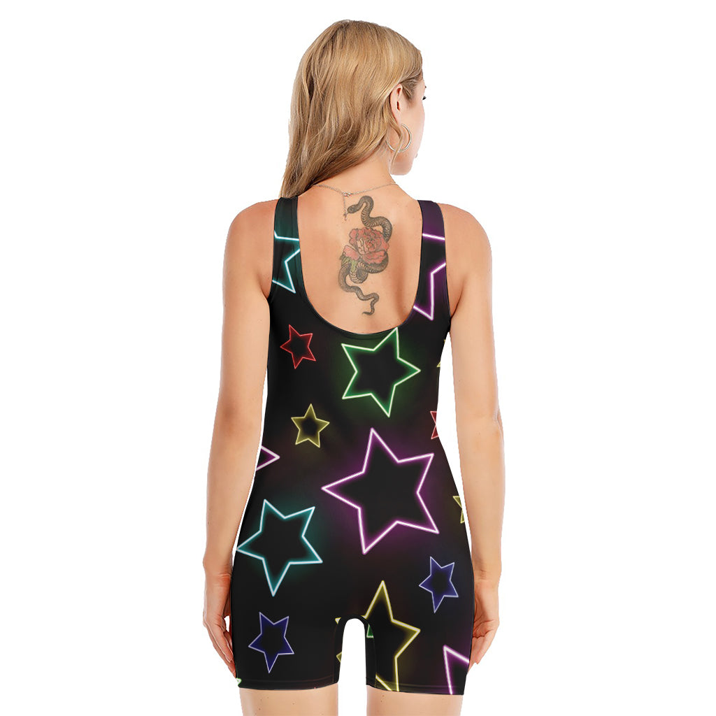 Lights Star Pattern Print Sleeveless One Piece Swimsuit